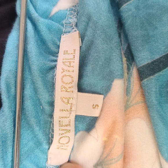 Novella Royale Evie skirt aqua lilies S blue floral bodycon pencil shirred - Picture 12 of 16